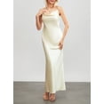 thumbnail image 3 of Faithtur Robe Longue Moulante pour Femmes Couleur Unie Bretelles Spaghetti Col Bénitier Robe Sans Manches Été Dos Nu Cami Robe, 3 of 9