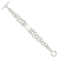 thumbnail image 5 of Diamond2Deal 925 Sterling Silver Double Strand Oval Link ID Bracelet for Men 7.25", 5 of 6