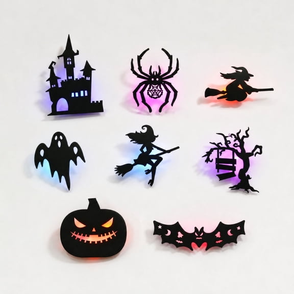 Halloween Wall with 3D Cutout Black Silhouettes Featuring Intricate, Witch and Pumpkin Designs, Scary Indoor Party Decor for Living Room, Bedroom and Window, Spooky Holiday Wall