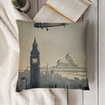 thumbnail image 3 of YINGXI  Vintage Airplane Throw Pillow Cushion Cover, Cartoon Style Biplane in Modern City Clouds and High Rise Buildings, Decorative Square Accent Pillow Case,Tan White 24x24in, 3 of 5