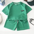thumbnail image 2 of KPOPLK Toddler Baby Boy Clothes 2Pcs Summer Set Short Sleeve T-Shirt Top Print Elastic Waist Shorts Outfits 1t 2t 3t 4t 5t(3-4 Years,Green), 2 of 8