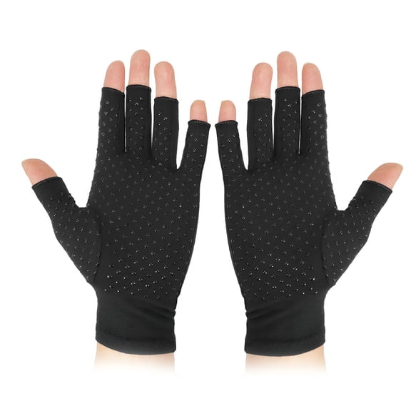 TELOLY 1 Pair Compression Arthritis Gloves Half Finger Bike Bicycle Gloves for Women Men