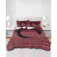thumbnail image 2 of Quilts Full Size Bedding Set, Red Striped Lightweight Quilted Comforter, Black Geometric Vintage Stripes Ombre Soft Reversible Bedspread Coverlet with Pillow Covers for All Season, 78" x 90", 2 of 7