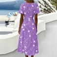thumbnail image 7 of Boho Dresses for Women A-Line Midi Short Sleeve V-Neck Wrap Spring Dresses Casual Summer Beach Vacation Dress, 7 of 7