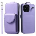 thumbnail image 3 of SaniMore for iPhone 13 Pro Wallet Case, Magnetic Card Pocket Flip Kickstand Removeable Crossbody Lanyard Shockproof Anti-fall PU Leather Anti-scratch for Girls Women Stylish Business Shell, Purple, 3 of 12