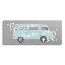 Stupell Industries How We Roll Blue Travel Van Bus Vintage Calligraphy Graphic Art Gallery Wrapped Canvas Print Wall Art, Design by Daphne Polselli