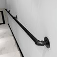 thumbnail image 3 of Pasamanos de pared de 1.65 pies para escalones de escaleras, pasamanos de escalera de metal, pasamanos de hierro industrial galvanizado negro para soporte de montaje en pared interior y exte, 3 of 4