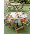 thumbnail image 3 of Outdoor Tablecloth with Umbrella Hole and Zipper, Orange Thanksgiving Fall Round Table Cloth 60 Inch Waterproof Tablecloth, Orange Blue Pumpkins Botanical Picnic Table Cover for Patio Camping, 3 of 7
