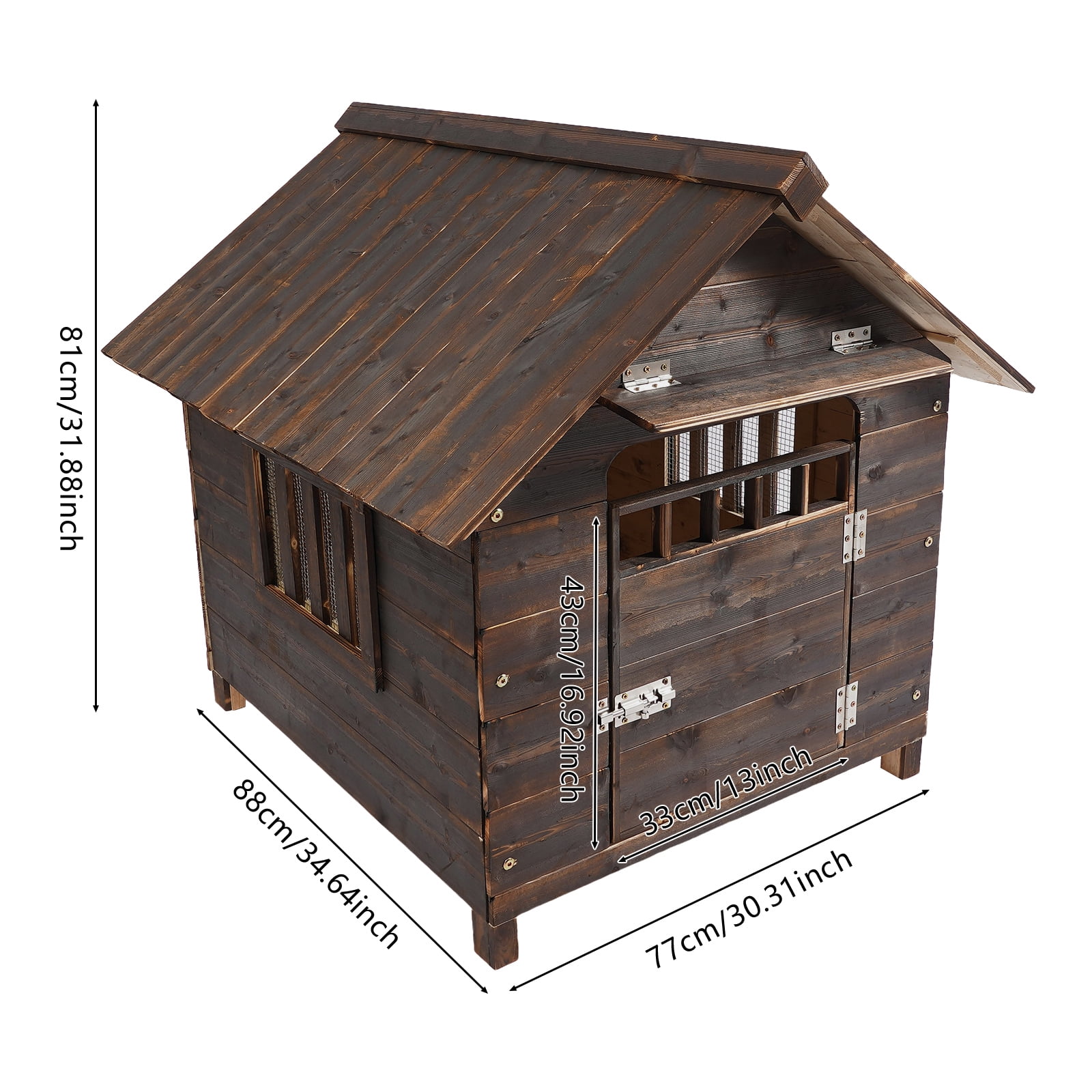 Dog House, Dog House With Window and Door, Pet House for Outdoor and Indoor Use or Pet Stores, or in Gardens, Backyards, Balconies, and Other Places (30.31*34.65*31.89in)