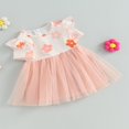 thumbnail image 3 of AMERTEER Bébé Filles Tulle Robe Manches Courtes Col Rond Imprimé Floral Robe d'Été Enfants Princesse Robe, 3 of 7