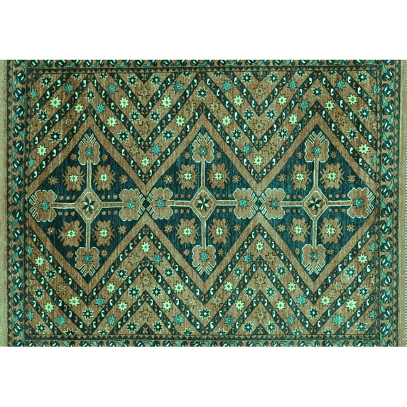 Ahgly Company Indoor Rectangle Abstract Turquoise Blue Modern Area Rugs, 5' x 7'