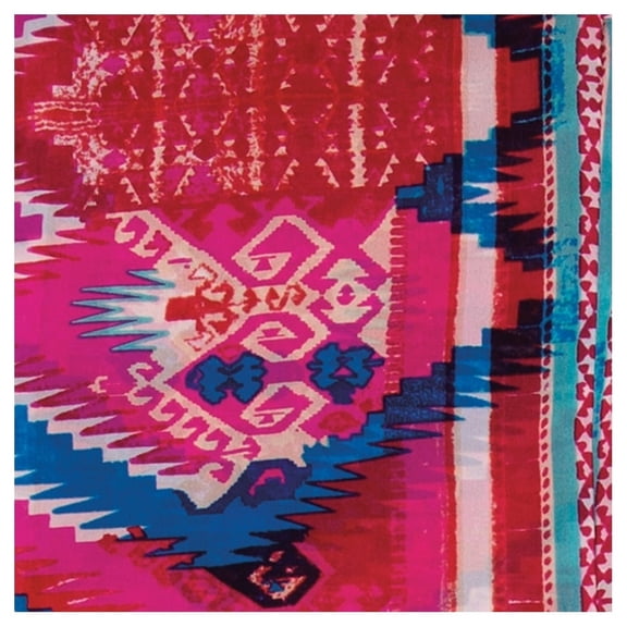 WYOMING TRADERS Aztec Regular Pink/Blue Silk Scarf, 34.5x34.5 (A6)