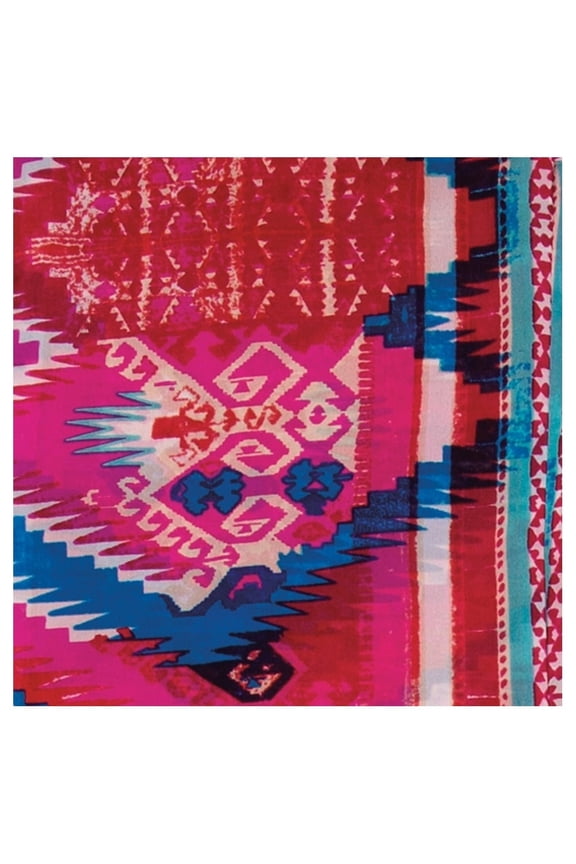 WYOMING TRADERS Aztec Regular Pink/Blue Silk Scarf, 34.5x34.5 (A6)