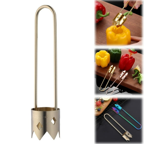 2026 Upgraded Gold Stainless Steel Seed Remover, Multifunctional Corer Tool for Pepper Pineapple Pear Apple Corer, Ergonomic Handle Kitchen Utensil (D)