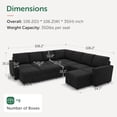 thumbnail image 2 of Marrber U-Shaped Sectional Sofa with Pull Out Bed and Storage, Modern Convertible Sleeper Sectional for Living Room, Apartment, Includes 2 Chaise Lounges, Black Velvet Fabric, 2 of 8