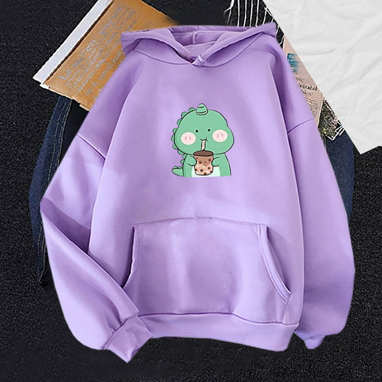 Teen Girls Cute Dinosaur Hoodie Pullovers Japanese Style Graphic