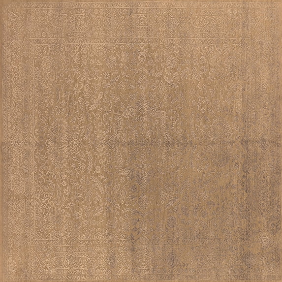 Ahgly Company Indoor Square Oriental Brown Industrial Area Rugs, 3' Square