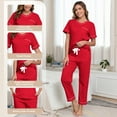 thumbnail image 5 of EA'S SECRET 100% Cotton Pajama Sets for Women 2 Piece Short Sleeve V Neck Loungewear Sets Lightweight Pjs with Pockets S-XXL (Cherry,S), 5 of 8