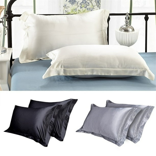 2pcs Silk Satin Standard Pillow Case Cushion Cover Pillowcase Home