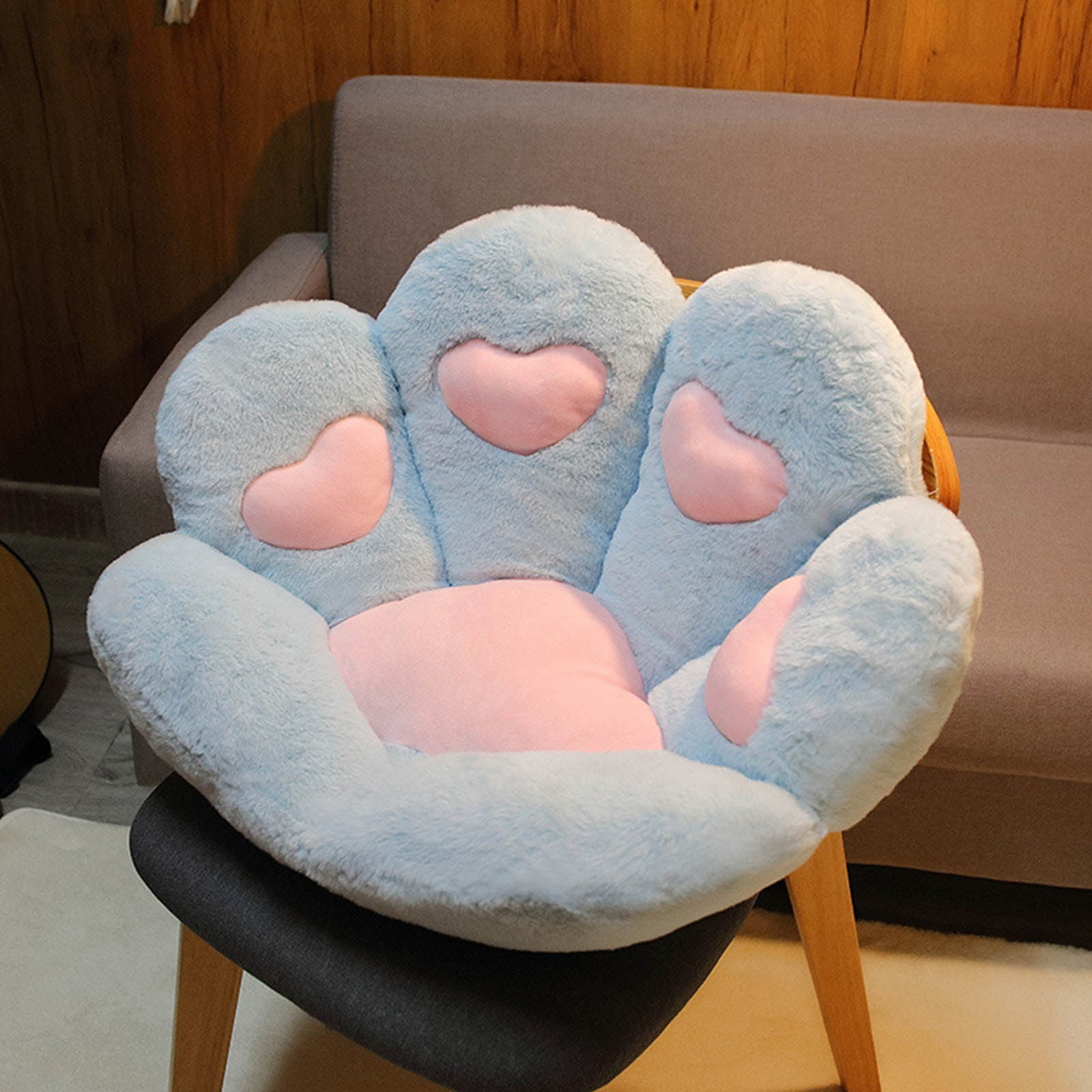 Hvmvliv Chair Cushions Cats Paw Cushion Soft Cute Chair Plush Cushions Shape Lazy Pillows for Chair Floor Cute Seat for Girl Gift, Dining Room Bedroom Decor(70x55cm) Blue