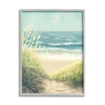 Stupell Industries Subtle Beach Reeds Landscape Painting Gray Framed Art Print Wall Art, 11 x 14