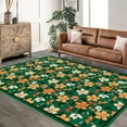 thumbnail image 2 of 10x13 Boho Floral Machine Washable Area Rugs Bedroom Non Slip Low Pile Indoor Carpet for Nursery Playroom Living Room Green, 2 of 8