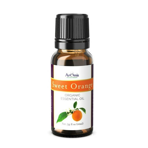 ArOmis Organic Sweet Orange Essential Oil - USDA Certified - 100% Pure Therapeutic Grade - 10ml (.34 fl oz)  Undiluted, Premium, Oils Perfect for Aromatherapy