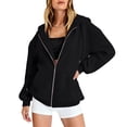thumbnail image 2 of Nestiefly Zip Up Hoodie Women Oversized 2026 Zip Up Y2K Hoodies Casual Long Sleeve Sweatshirts Fall Spring Track Jackets Black L, 2 of 6
