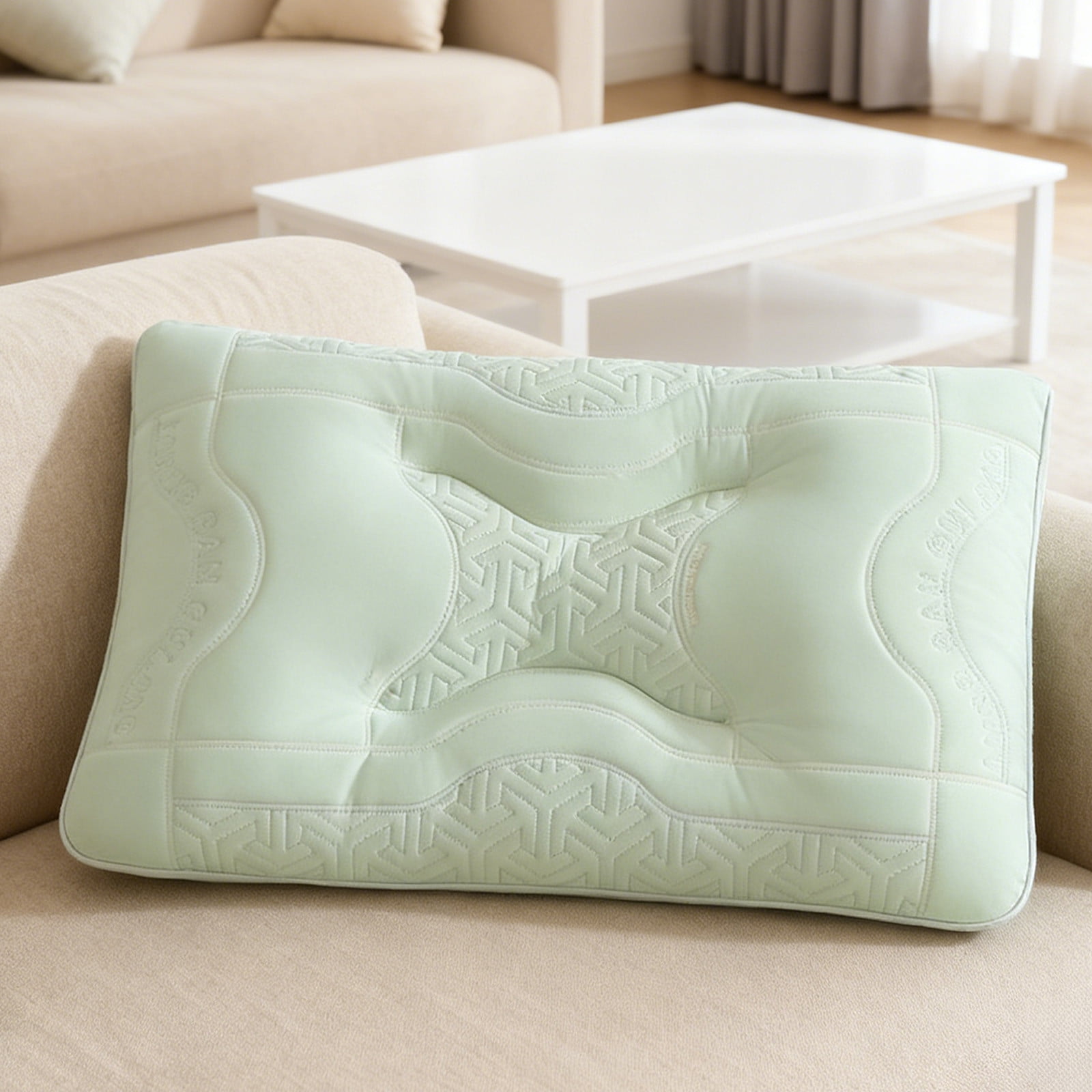 74x48cm Class A Latex Neck Support Pillow - Baby-Grade Cooling Silk Pillow for Home & Hotel Sleep Comfort