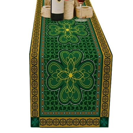 

GadgetVLot Table Runner Wedding Party Supplies Four-Leaf Clover Green Heat-Resistant Easy To Wash Cotton Linen Tablecloth