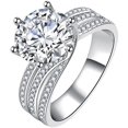 thumbnail image 2 of Anillo de plata de lujo con incrustaciones de diamantes Mosane, anillo de diamantes Mosane de color D, joyería de plata vacía S925 Plata, 2 of 5