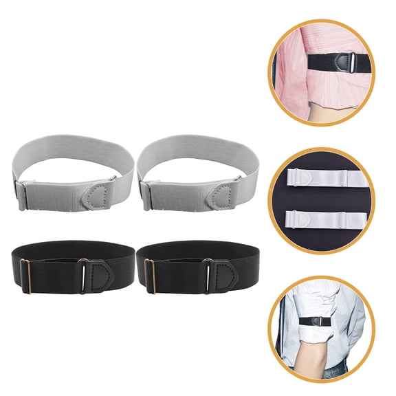 PENIKOKO 2Pairs High Elasticity Shirt Sleeve Bands with Non Slip Design Black for Shirts