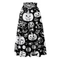 thumbnail image 5 of Womens Casual Elastic Waist Drawstring Midi Skirt Halloween Print Vacation Style A Line Flared Skirt With Pockets, 5 of 6