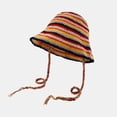 thumbnail image 6 of CoCopeaunts Striped Knitted Bucket Hats For Women Hollow Knitted Fisherman Hat Female Hand Crochet Sun Caps Outdoor Beach Panama Hats Gorros, 6 of 6