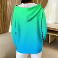 thumbnail image 4 of Coats for Women Gradient Print Long Sleeve Pocket Hooded Zippered Pocket Casual Crewneck Sweatshirt Hooded Jacket,Womens Coats Plus Size Mint Green XL, 4 of 6