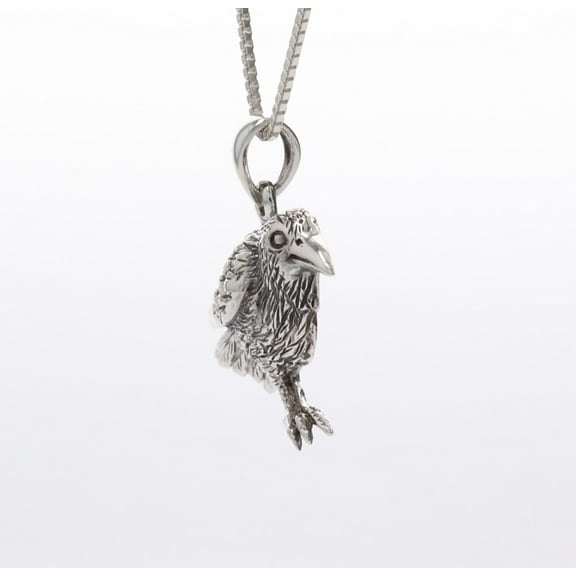 Jewelry Trends Sterling Silver Raven Bird Pendant on 18 Inch Box Chain Necklace