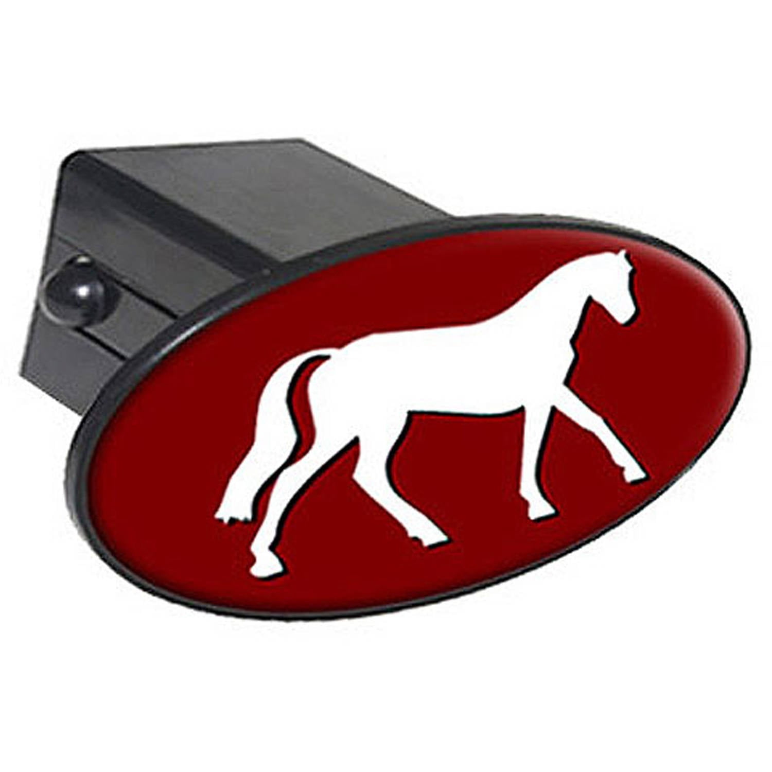 Horse White On Brown 2" Oval Tow Trailer Hitch Cover Plug Insert