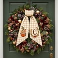 thumbnail image 6 of Halloween Pumpkin Wreath Sash, Fall Front Door Decor Monogram Initial, Plaid Pumpkin Bow Decorative Tie for Wreath Garland Yard by Akmoler, 5.12" × 54.33", 6 of 6