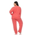 thumbnail image 4 of White Mark Women's Plus Size Heart Print Long Sleeve Pajama Set, 4 of 5