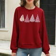 thumbnail image 5 of SYMOID Womens Christmas Tree Sweatshirt, Cozy Waffle Knit Relaxed Fit, Red Crew Neck - Holiday Casual Top for Fall/Winter Soft Fabric,Size M, 5 of 6
