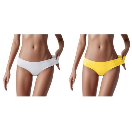 2-Pack Women s Non- Ice Silk Breathable Midwaist Solid Color Underwear Womens Corsets Lingerie Sheer Panties for Women Ruffle Mom Bod Lingerie Womens Daddy Lingerie Womens Christmas