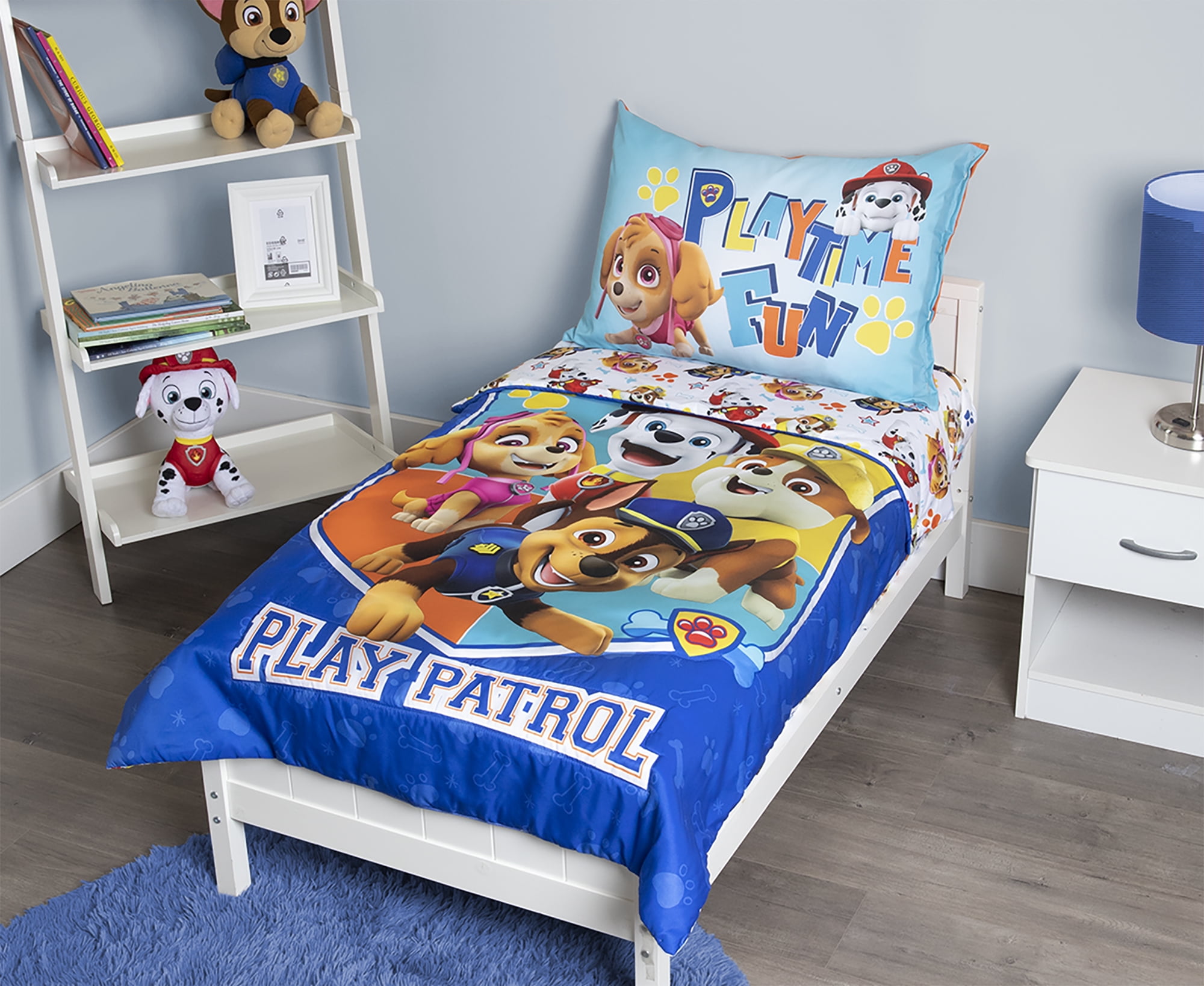 New Paw Patrol 3 Piece Toddler Bedding Set Comforter Fitted Sheet & Pillowcase 