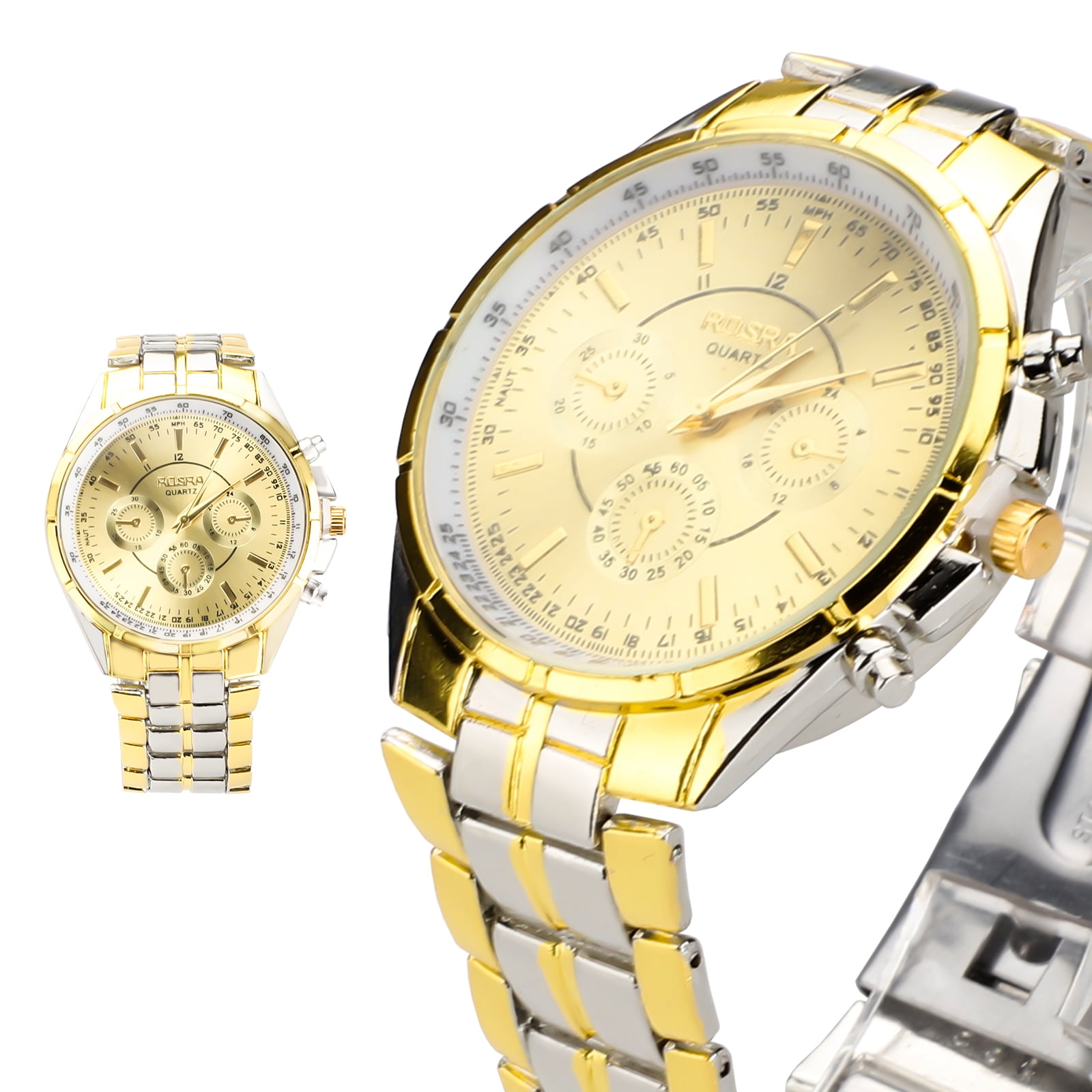 Men's Watches Gold Luxury Steel Analog Quartz Fashion Wristwatch for Business Party Daily Outdoor, Gift for Men Father Boyfriend Boys Men's Watches Gold Luxury Steel Analog Quartz Fashion Wristwatch for Business Party Daily Outdoor, Gift for Men Father Boyfriend Boys