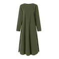 thumbnail image 2 of Elainilye Fashion Dresses for Women Plus Size Long Sleeve Solid Loose Maxi Dress with Pocket Muslin Girl Spring Loose Dress,Green, 2 of 5
