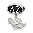 thumbnail image 1 of Fancy Bead White Sterling Silver Greek Delta Zeta Oval With Turtle Dangle Bead, 1 of 2