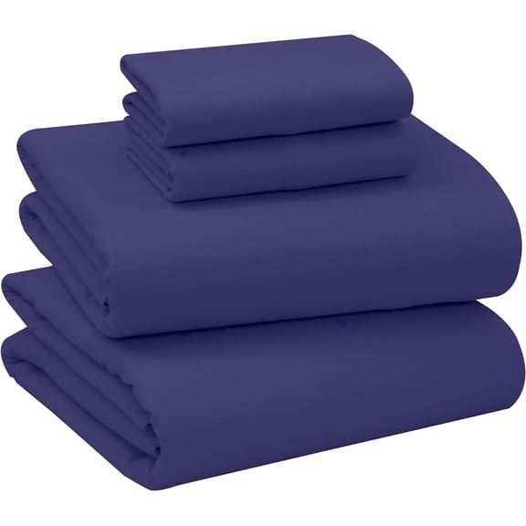 RUVANTI 100% Cotton Flannel Sheets King Size - 4 Piece Warm, Soft & Breathable, Deep Pocket, Double Brushed Cozy All Season Bedding Set, Dark Blue
