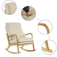 thumbnail image 4 of Nursery Rocking Chair Removable Glider Rocker High Backrest Rocking Armchair Mid-Century Accent Chair with Lumber Pillow for Bedroom, Living Room, Nursery, Beige, 4 of 16