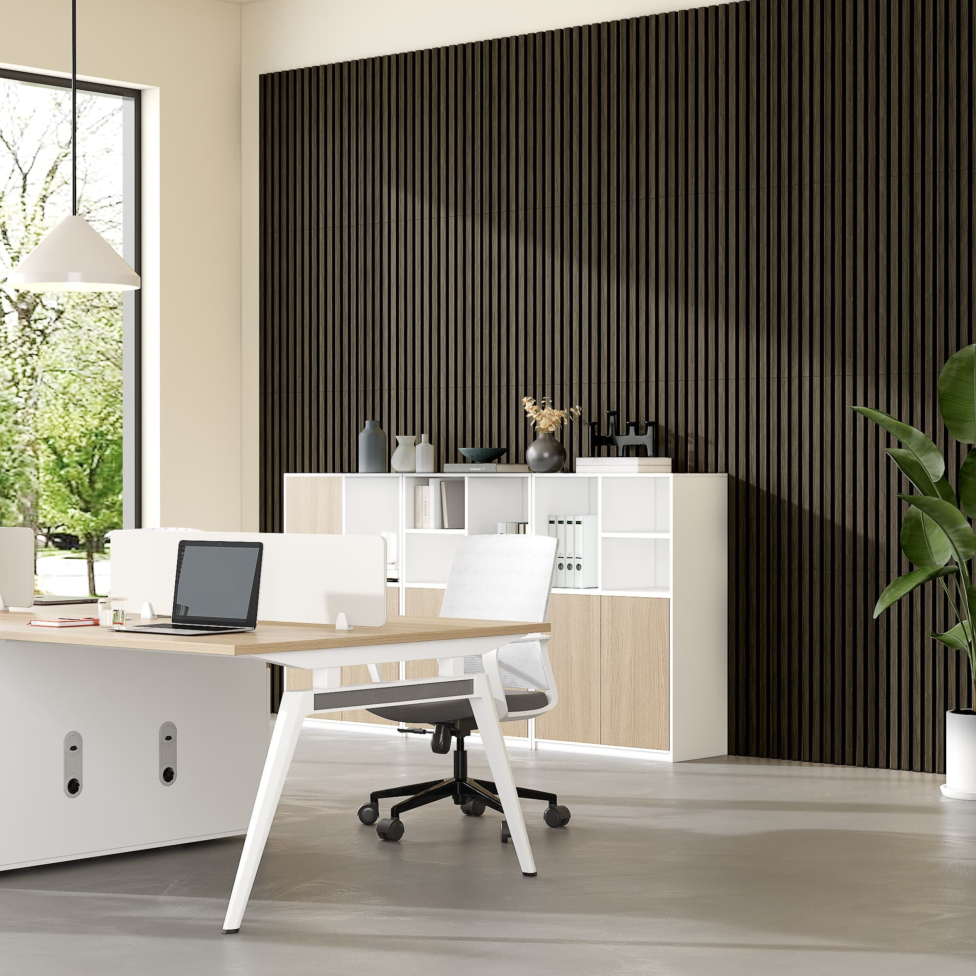 24"x24" Acoustic Slat Wood Wall Panel 3D Slatted Wall Panels 4Pcs,Walnut