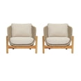 thumbnail image 3 of Christopher Knight Home Coastal  Outdoor Woven Rope Lounge Chairs, Solid Wood Frame, Beige Cushions, Set of 2, 3 of 11