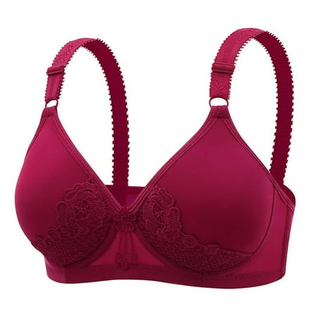 YEJIMAN Women s Bra Without Underwire Seamless Comfort Sports Bra Padded Lace Bra Soft Seamless Stretch Bustier Medium Hold Non Wired Sleep Bra Classic Top for Everyday Women  Red Womens Underwear